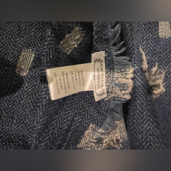 Beautiful Blue and grey cotton wool blend reversible Shawl/poncho - Picture 2 of 5